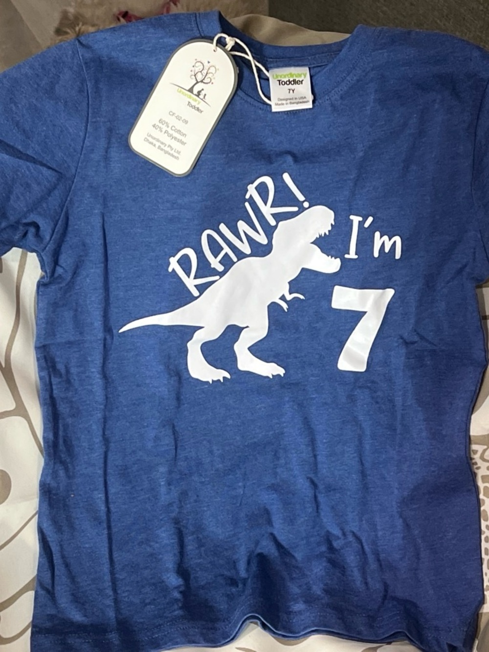 Toddler Blue 'RAWR! I'm 7' Dino Graphic Tee